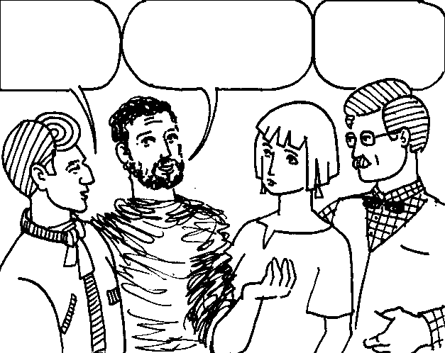 A group of people conversing