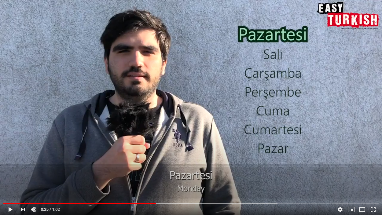easy turkish - days of the week